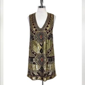 Alice + Olivia Gold Odell Beaded Dress